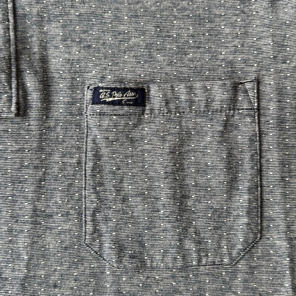 US Polo Assn Shirt Gray Blue Polo Shirt Classic Knit Short Sleeve Size Large - Picture 3 of 11